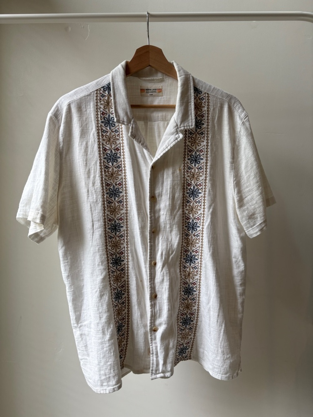 Marine Layer Archive camp collar embroidered shirt Size Medium/ Large
